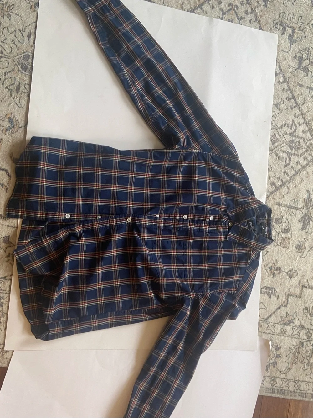 J. Crew Men's Navy Plaid Button-Up Shirt